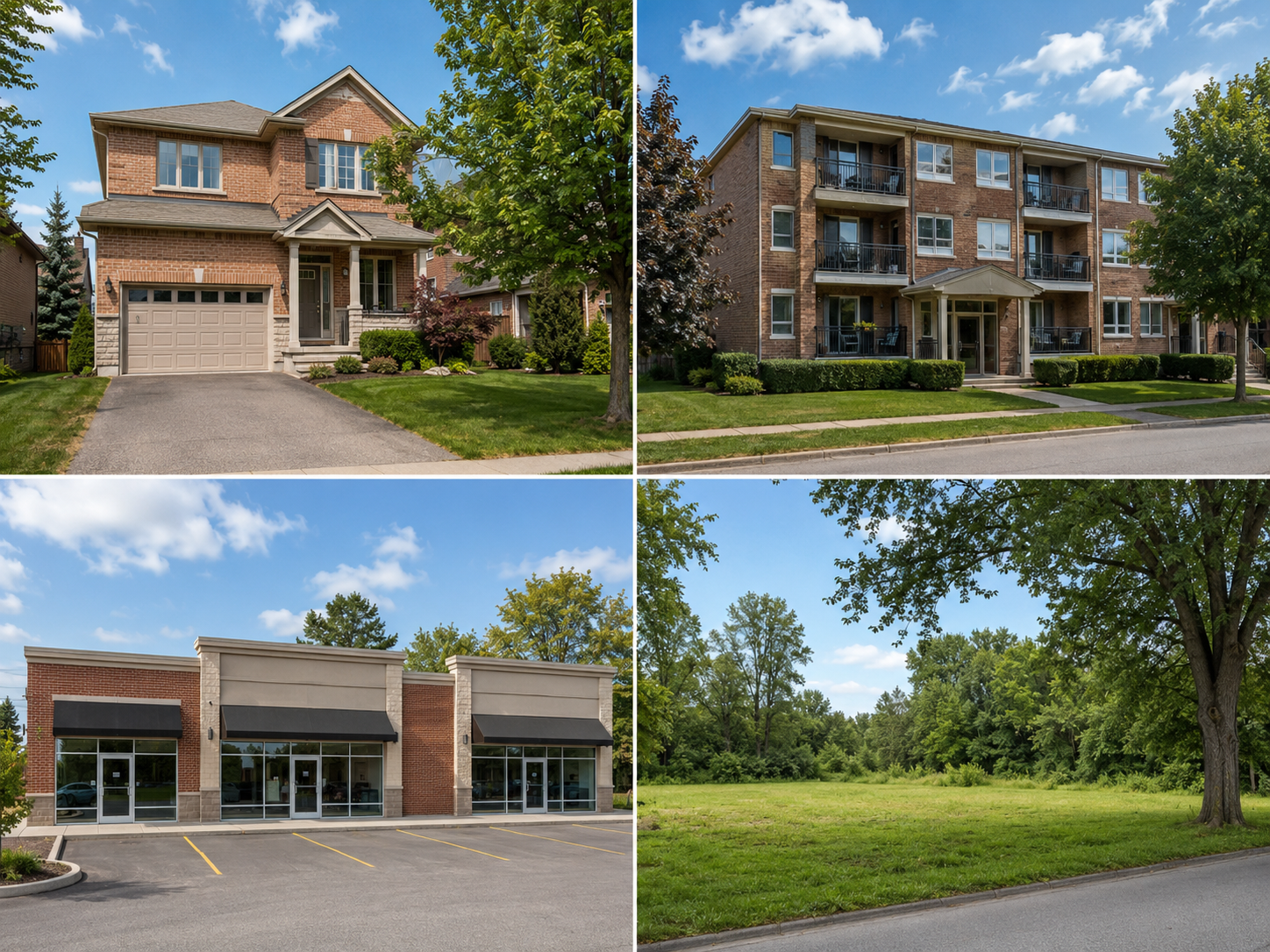 Illustrative multifamily brick apartment building with several units and a shared entrance